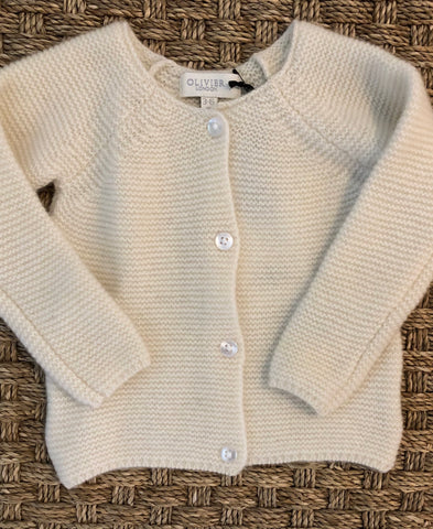 Mini Garter Cardigan Rose (2/3y rose and 2/3 cream)