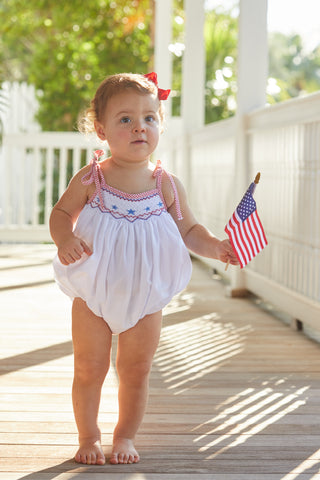 Smocked Tie Shoulder Bubble-Stars