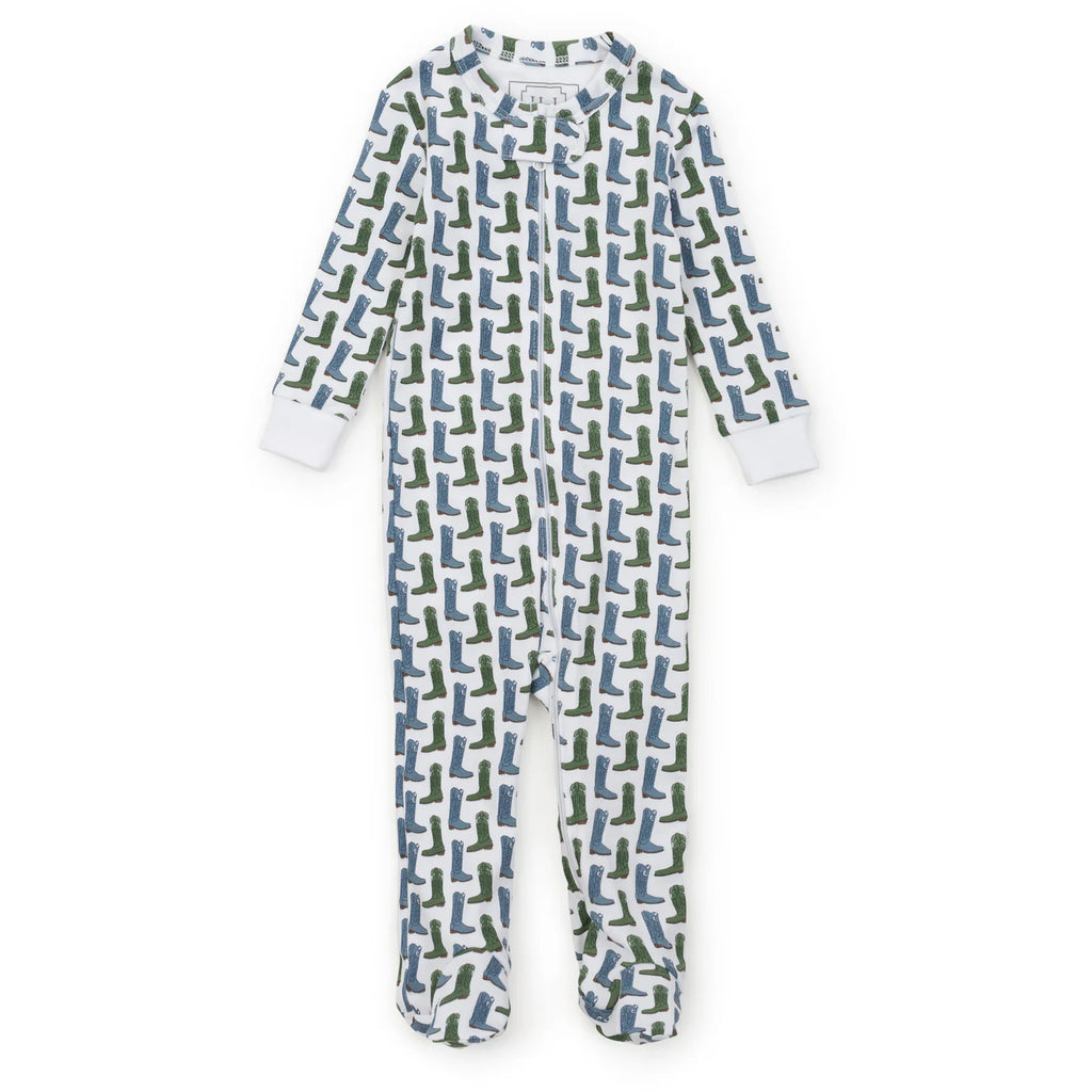 Parker Zipper Pj- Blue Cowboy Boots (0/3m)